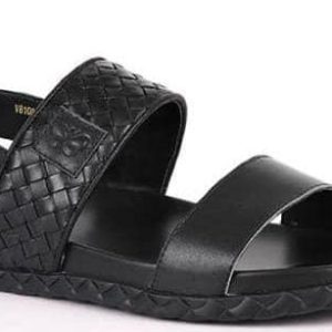 Female Black Textured Strap Sandals