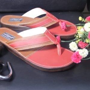 Female Pink And Brown Toe-Post Sandals With Knot Detail