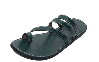 Male dark green multi-strap toe loop sandals-Stylish casual slippers