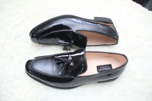 Male Black Shiny Leather Loafers Shoes