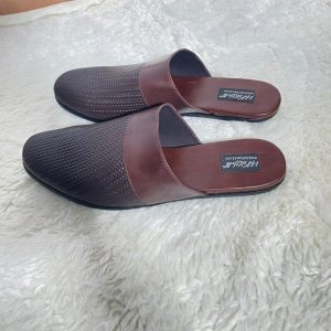 Classic Male coffee brown leather half shoes