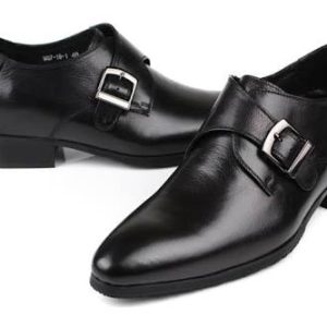 Male Black Monk Strap Leather Shoes
