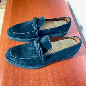 Male Black Luxe Suede Knot Loafers