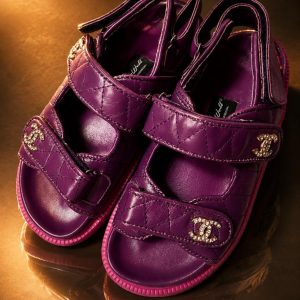 Female purple double strap sandal