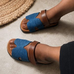 Women's blue flat sandal