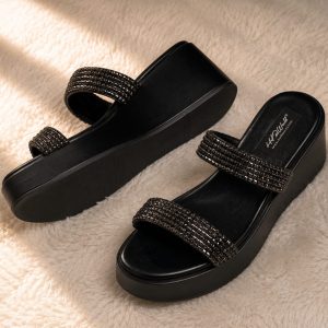 Female Crystal double strap wedge slide